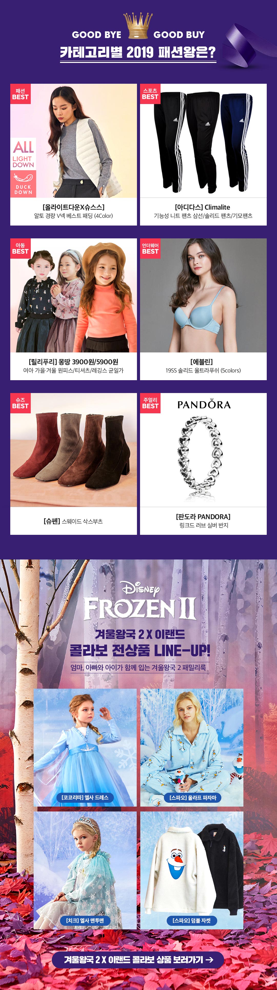 카테고리별 2019 패션왕은